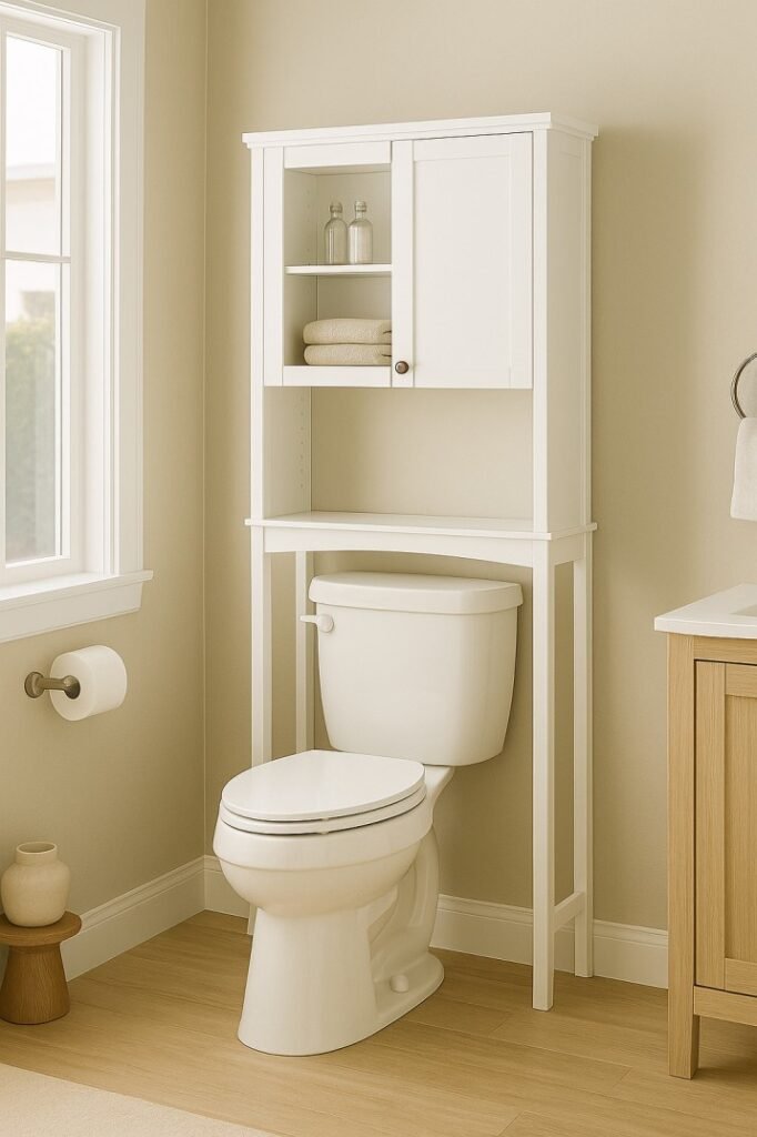 Bathroom cabinet for over-the-toilet storage