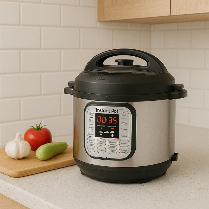 Mini Instant Pot on a small kitchen counter.