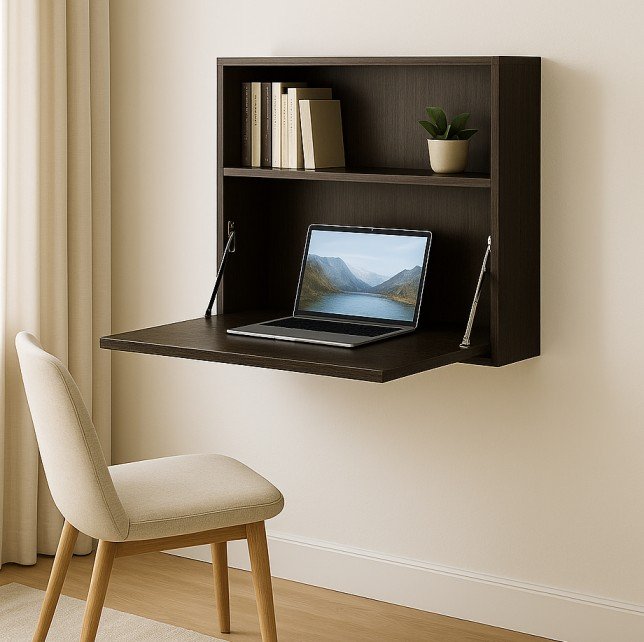 Fold-out wall-mounted desk for small apartment