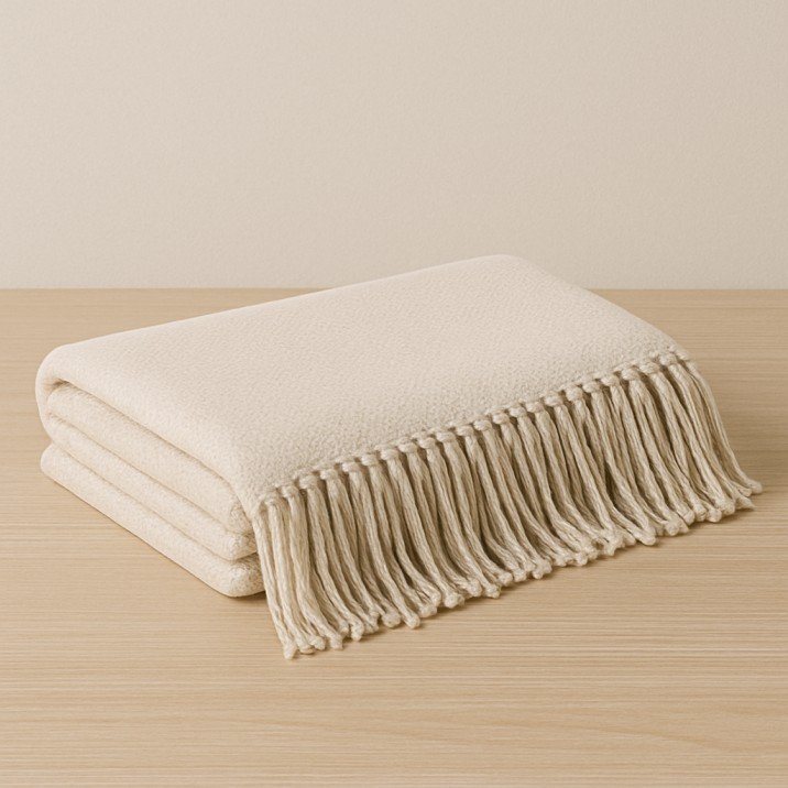 Cozy neutral throw blanket for minimalist USA living rooms