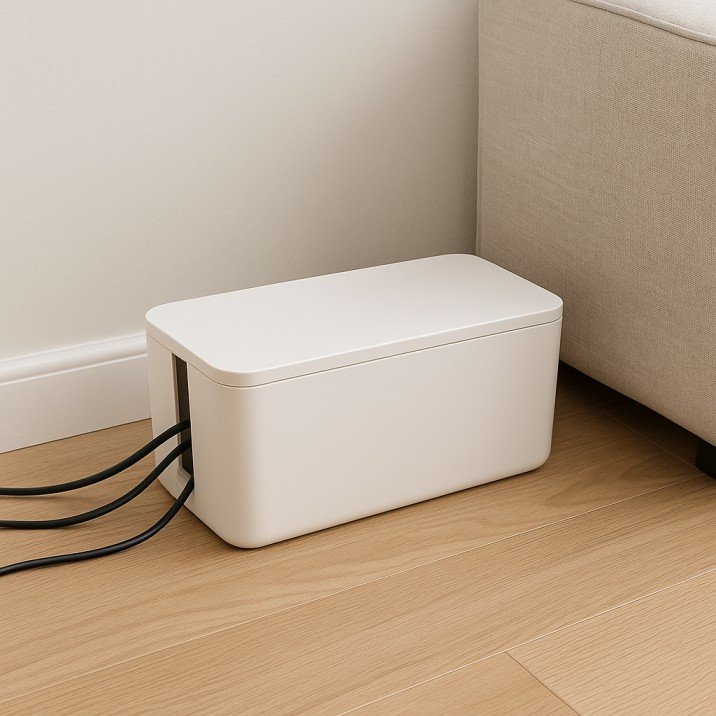 Minimalist cable organizer box for tidy USA living rooms