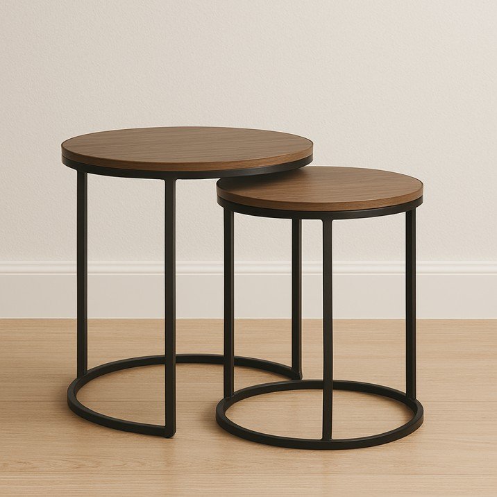 Space-saving nesting side tables for USA living rooms