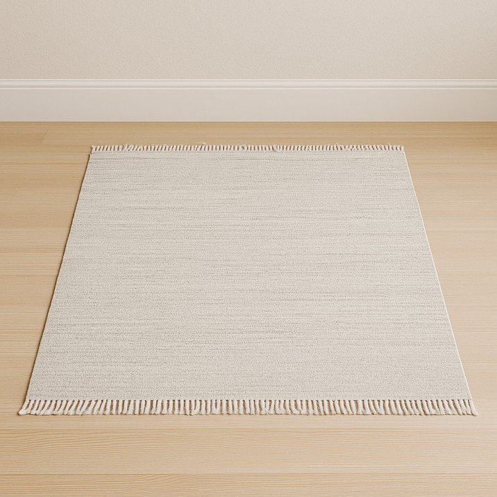 Minimalist flat-weave rug for small USA living rooms