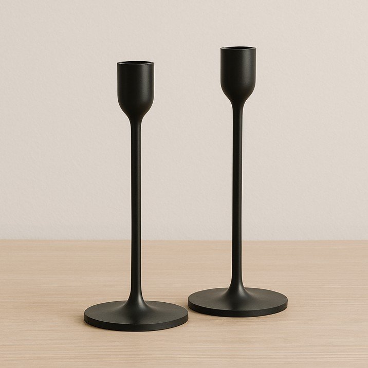Sleek metal candle holders for USA living rooms