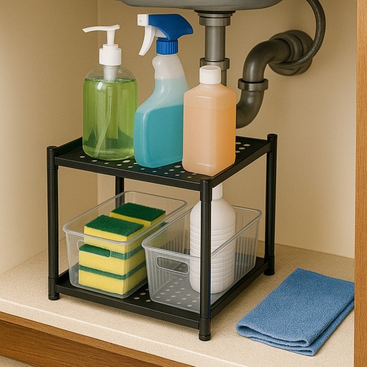 2-tier kitchen sink organizer for sponges and soap – ideal for USA homes.