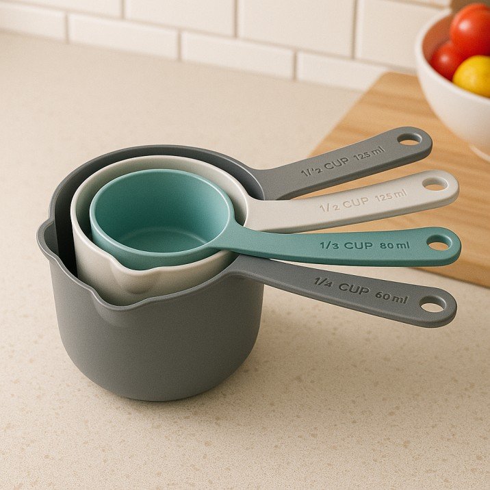 Stackable measuring cups set for organized, space-saving small kitchens – USA home cooks.
