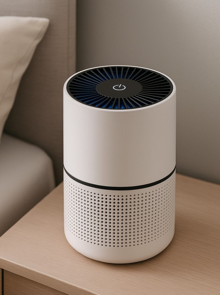 Compact HEPA air purifier for cleaner, healthier bedroom air in USA apartments