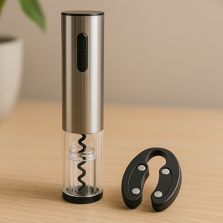 Electric wine opener set with foil cutter for stylish entertaining in USA apartments