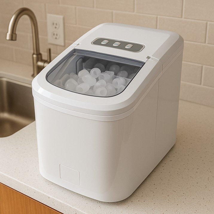 Portable countertop ice maker for quick ice and stylish use in USA apartment kitchens
