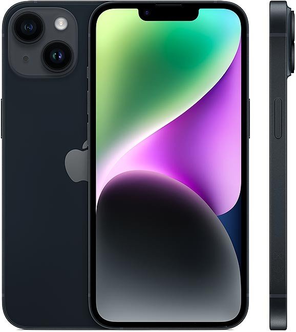 iPhone 14 renewed model with 6.1 inch display shown in a clean product view